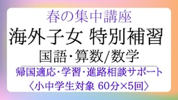 【海外小中学生対象】春期特別補習(国・算/数 60分×5回)